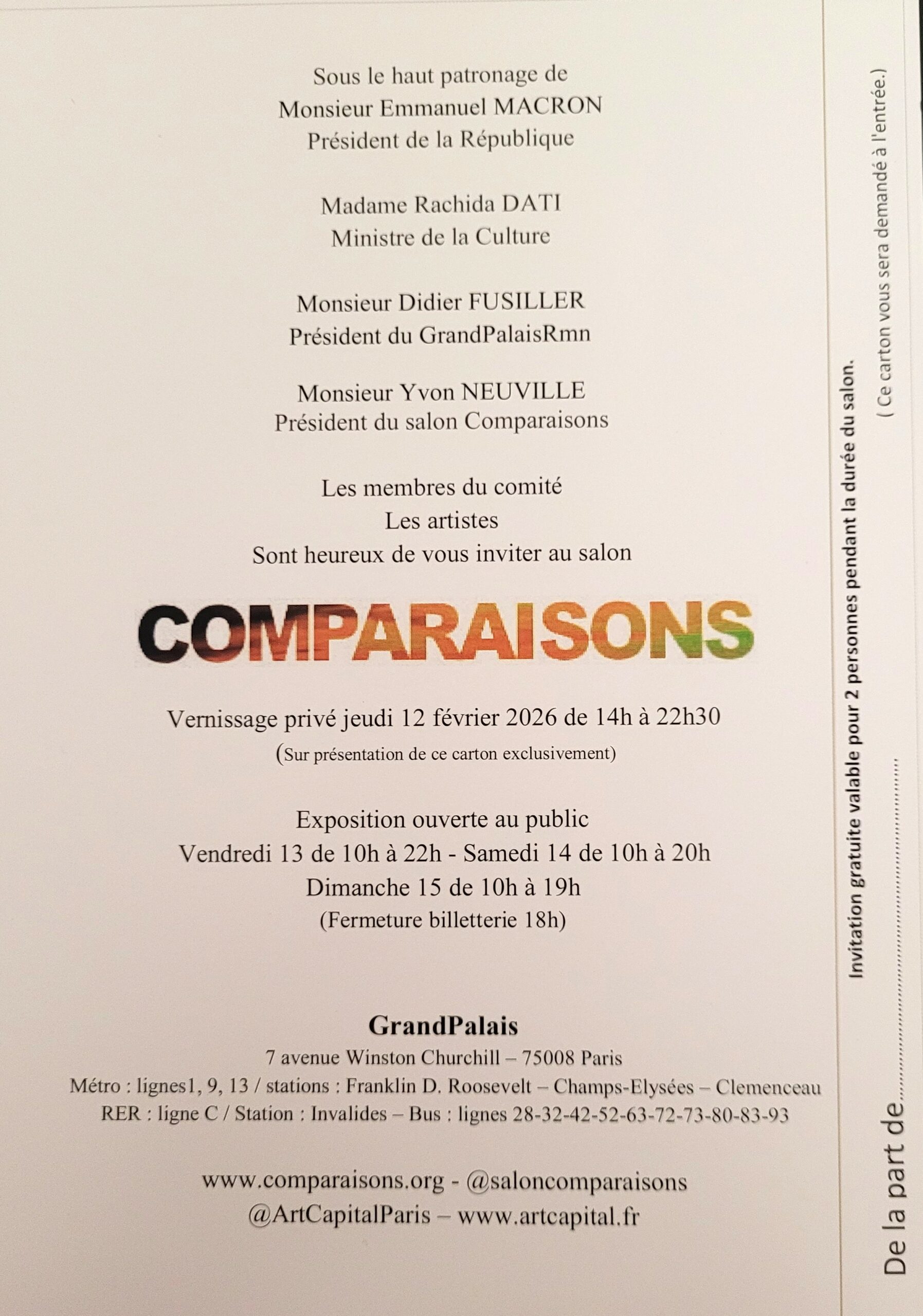 COMPARAISON ART CAPITAL 2026 horaire